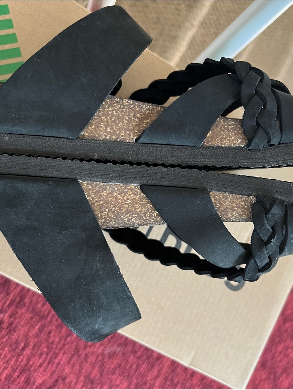 White Mountain Black Braided Strap Sandals - Picture 4 of 6